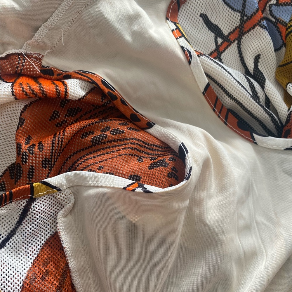Vintage 70s Hawaiian Malia Tiger Lilly Mesh Sides Bat… - Gem